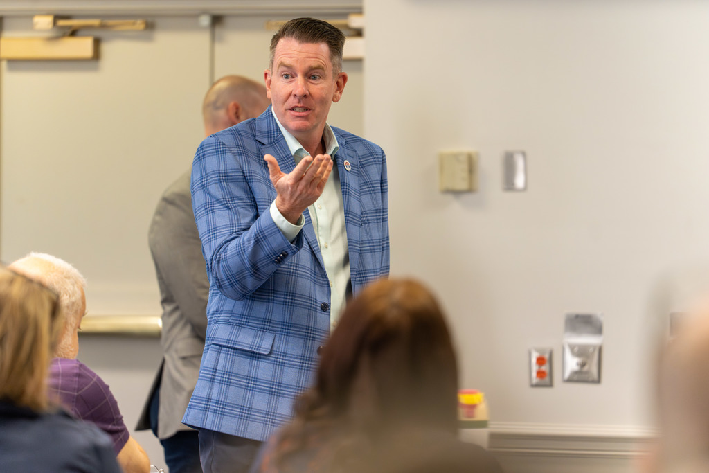 Mr. McGaughy presents to the Shelby 101 class.