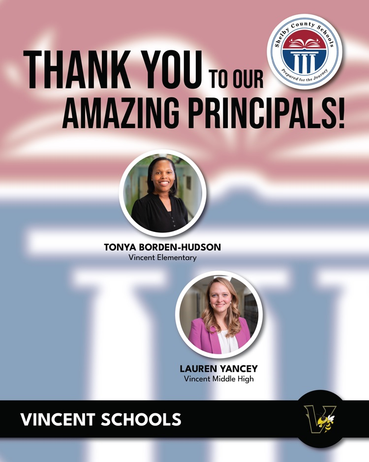 Pictures of the Principals in the Vincent zone with text thanking them. 