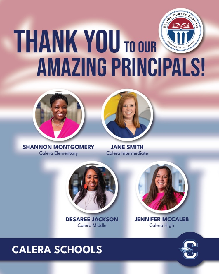 Photos of the Calera schools administration with a thank you message to them.