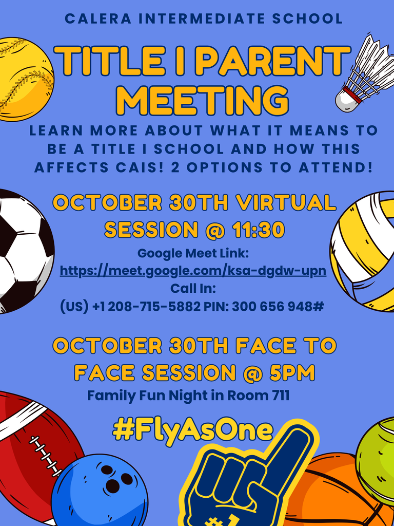 Title I Parent Meeting October 30 virtual session at 11:30