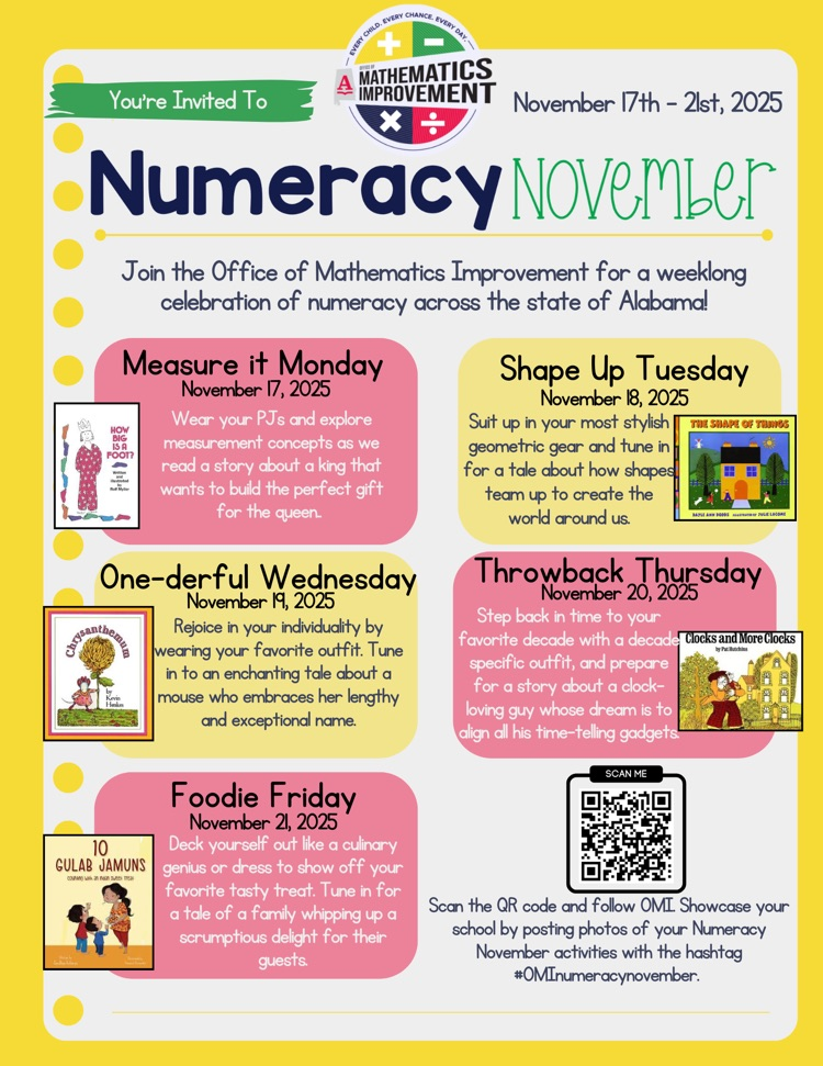 flyer with numeracy November dress up days 