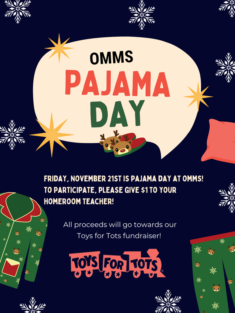 TFT Pajama Day Poster with festive holiday PJS and the Toys for Tots logo