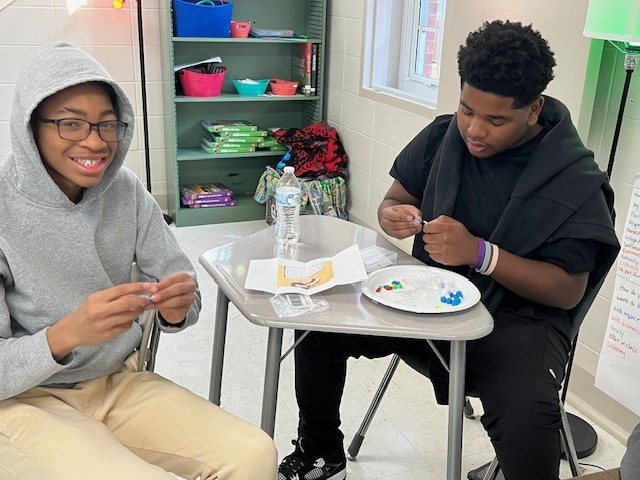 Students working on DNA project