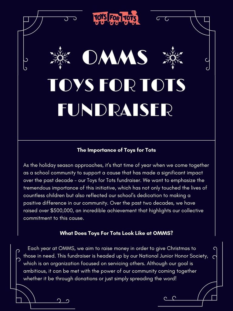  OMMS Toys for Tots Fundraiser Poster (2025)
