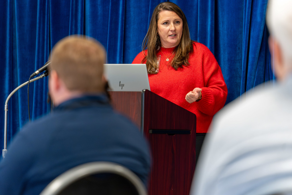 Ms. Festavan addresses Shelby 101 attendees.