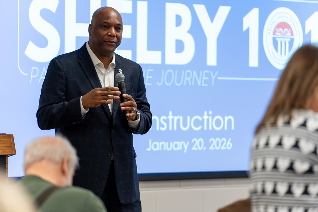 Dr. Brooks addresses Shelby 101 attendees.