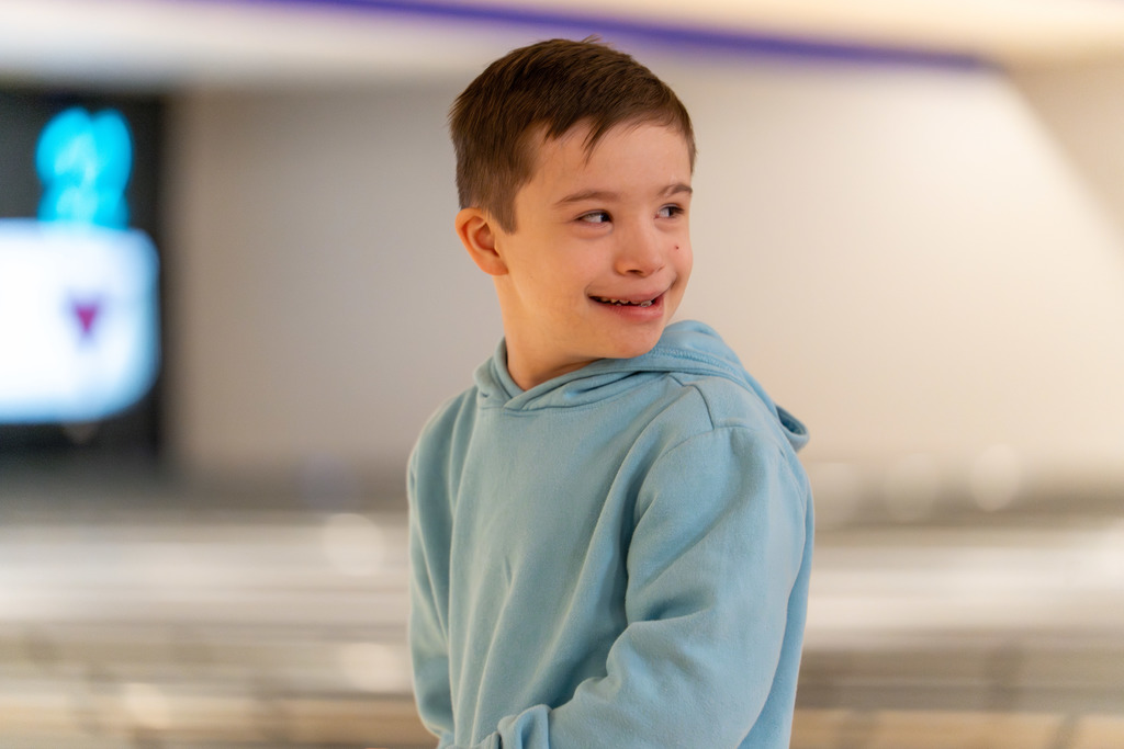 Student at Special Needs bowling event.