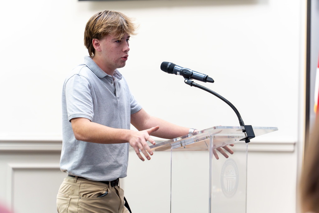 Student speaks at Shelby 101.