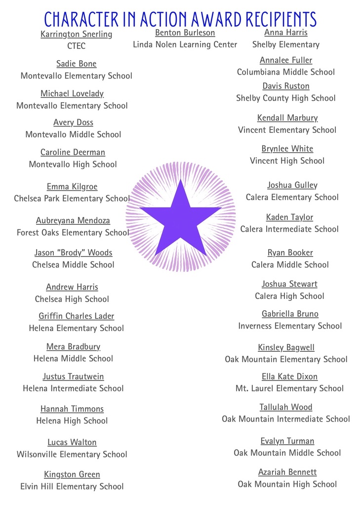 List of winners and their schools.