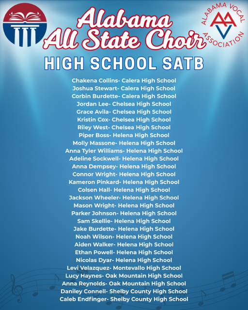 All State Choir with student names.