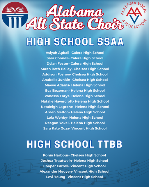 All State Choir with student names.