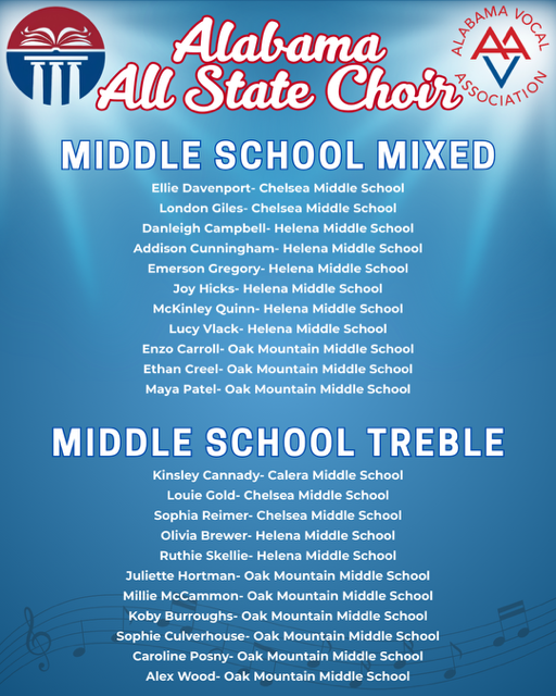 All State Choir with student names.