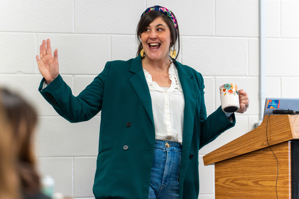 Keynote speaker addresses the audience.