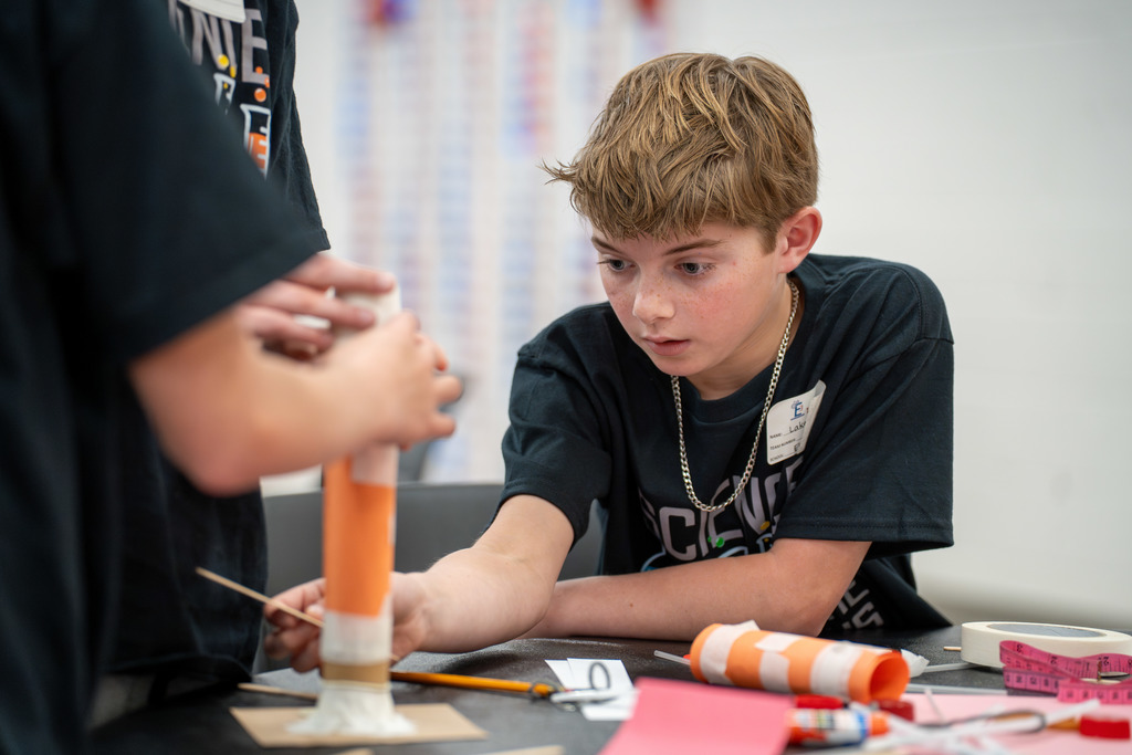 Student works on their team project