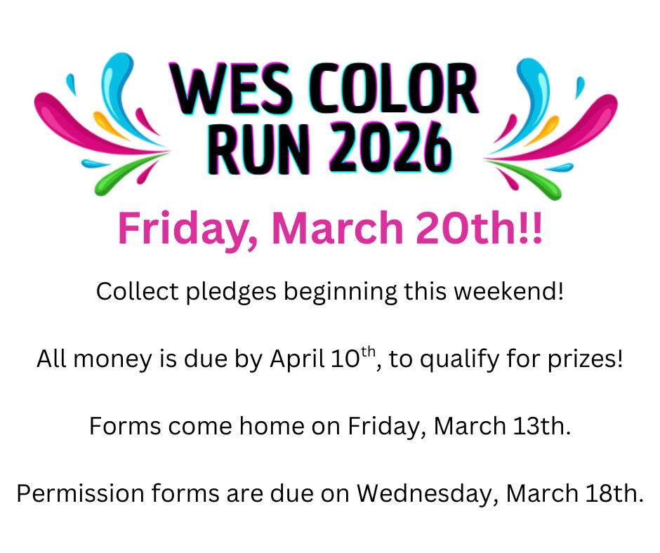 information about the WES Color Run 2026 that takes place on Friday, March 20