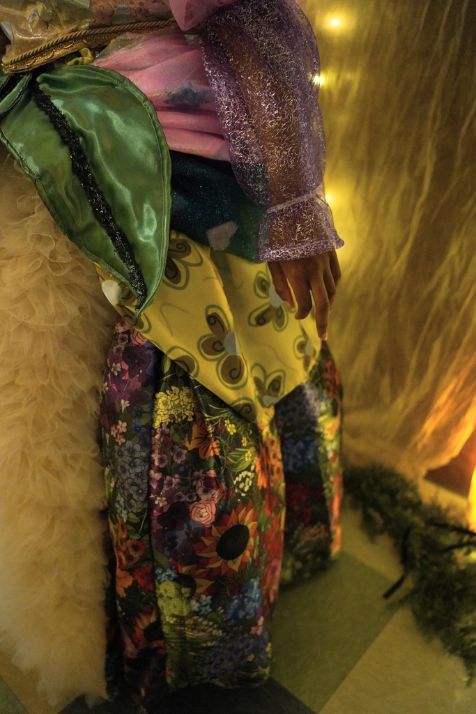 Custom fabrics used to make the dress 