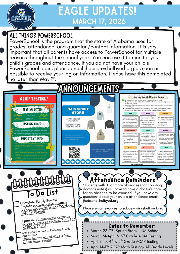 Eagle Update--- Spring Break Edition 