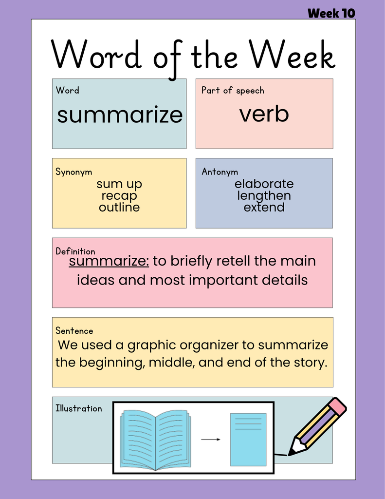 Word of the Week Flyer: Summarize 