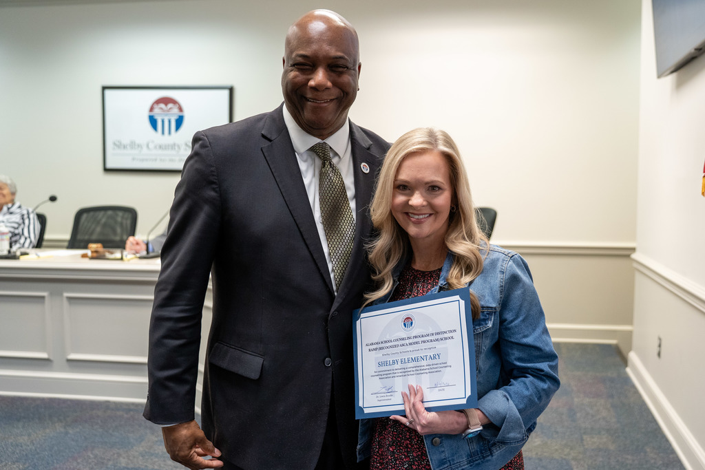 Shelby Elementary counselor with Dr. Lewis Brooks 