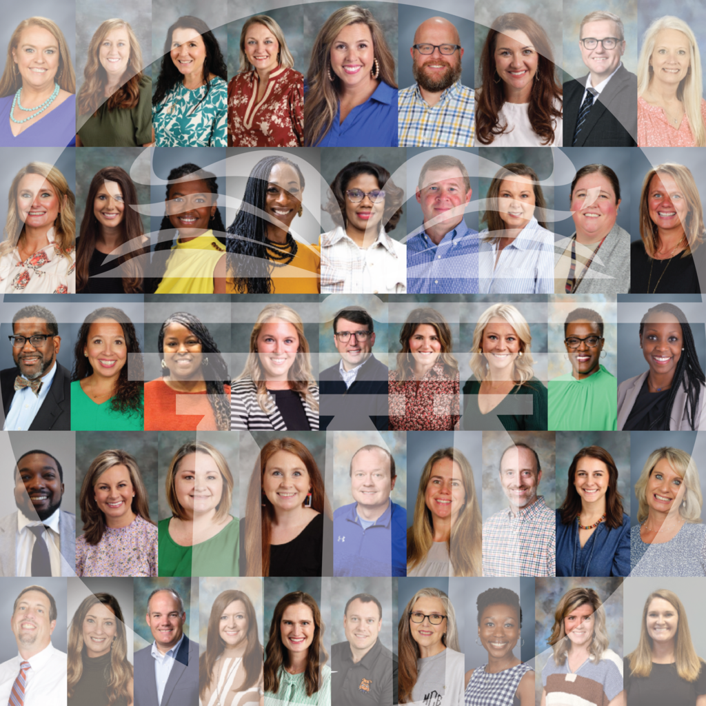 A collage of staff headshots arranged in a grid, overlaid with the Shelby County Schools logo in red and blue. The image represents and celebrates assistant principals across the district during Assistant Principals Week.
