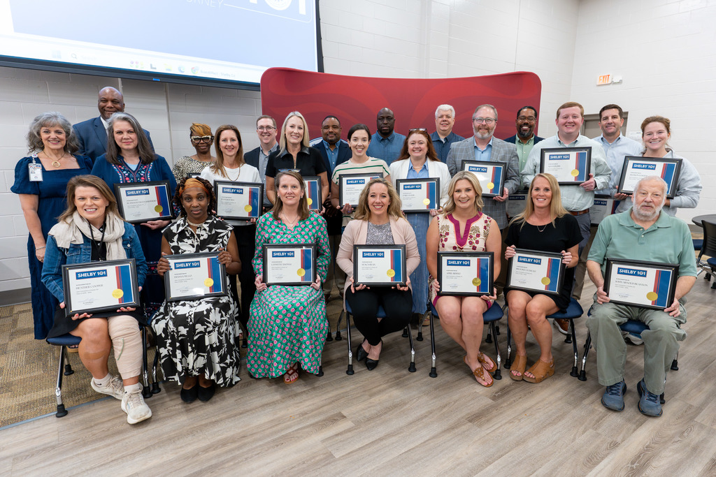 Group photo of Shelby 101 Graduates with Superintendent Dr. Lewis Brooks 