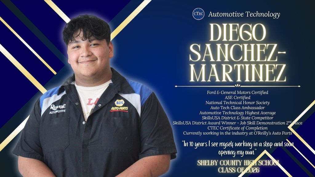 Diego Sanchez-Martinez Auto Tech Senior Student