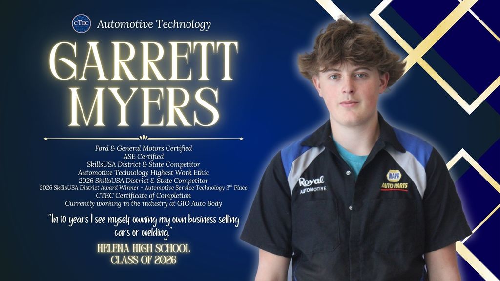 Garrett Myers Auto Tech Senior Student