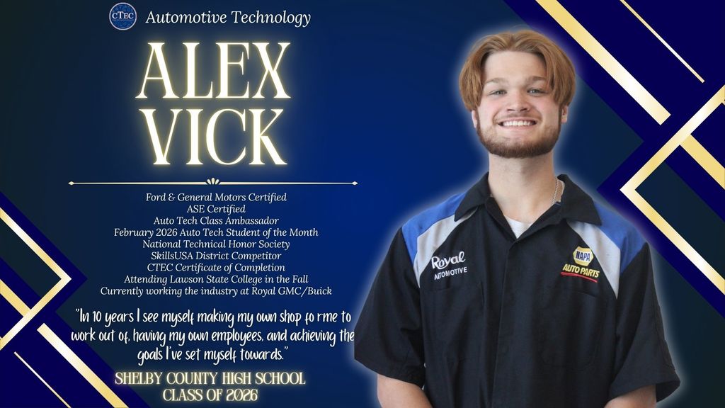 Alex Vick Auto Tech Senior Student