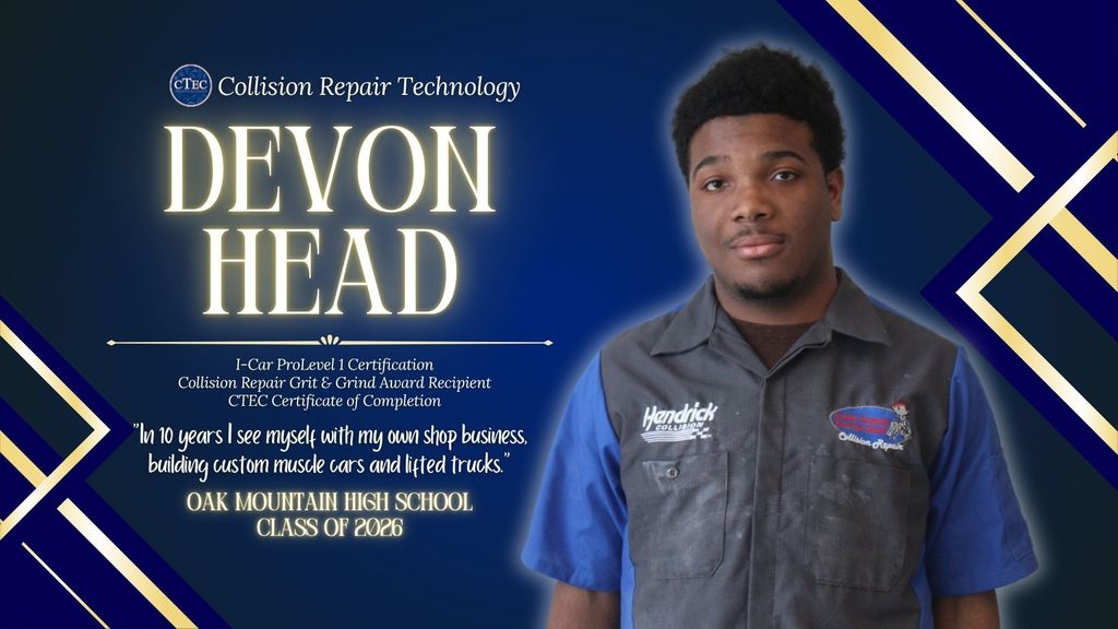 Senior Collision Repair Student Devon Head
