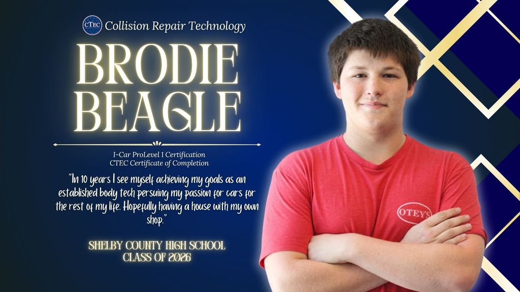 Senior Collision Repair Student Brodie Beagle