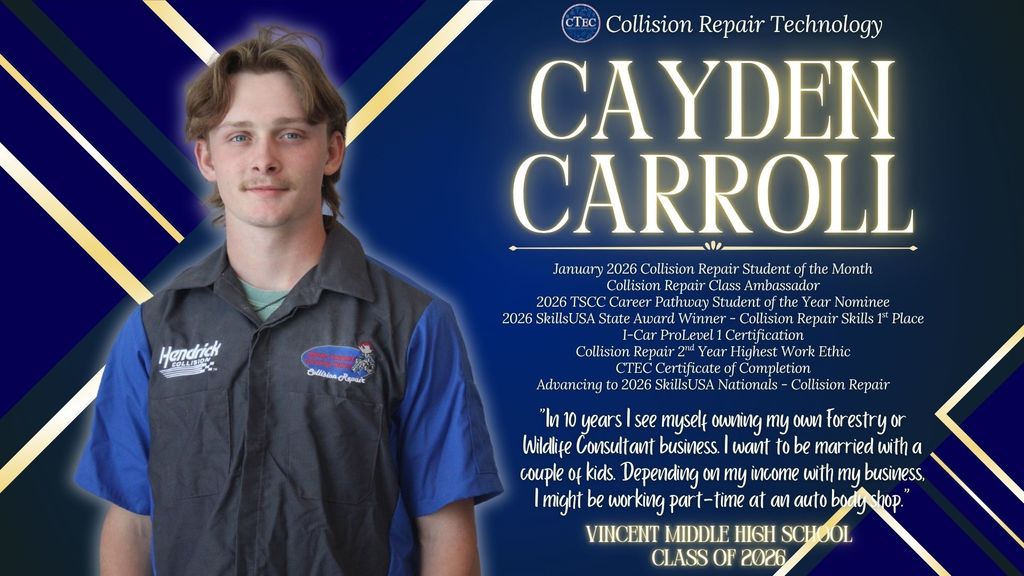 Senior Collision Repair Student Cayden Carroll