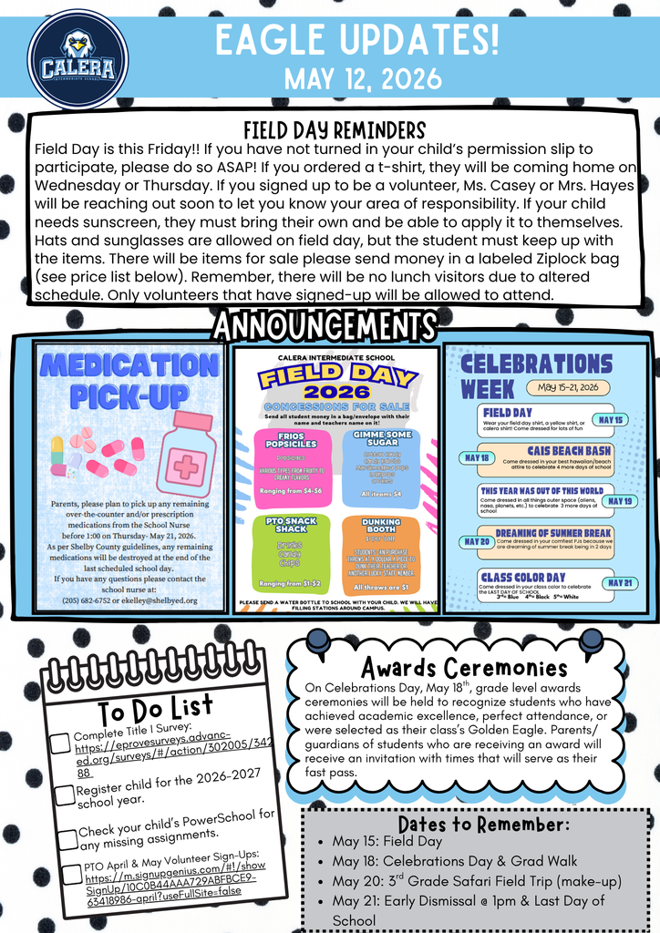 Eagle Update Newsletter with Field Day info and reminders