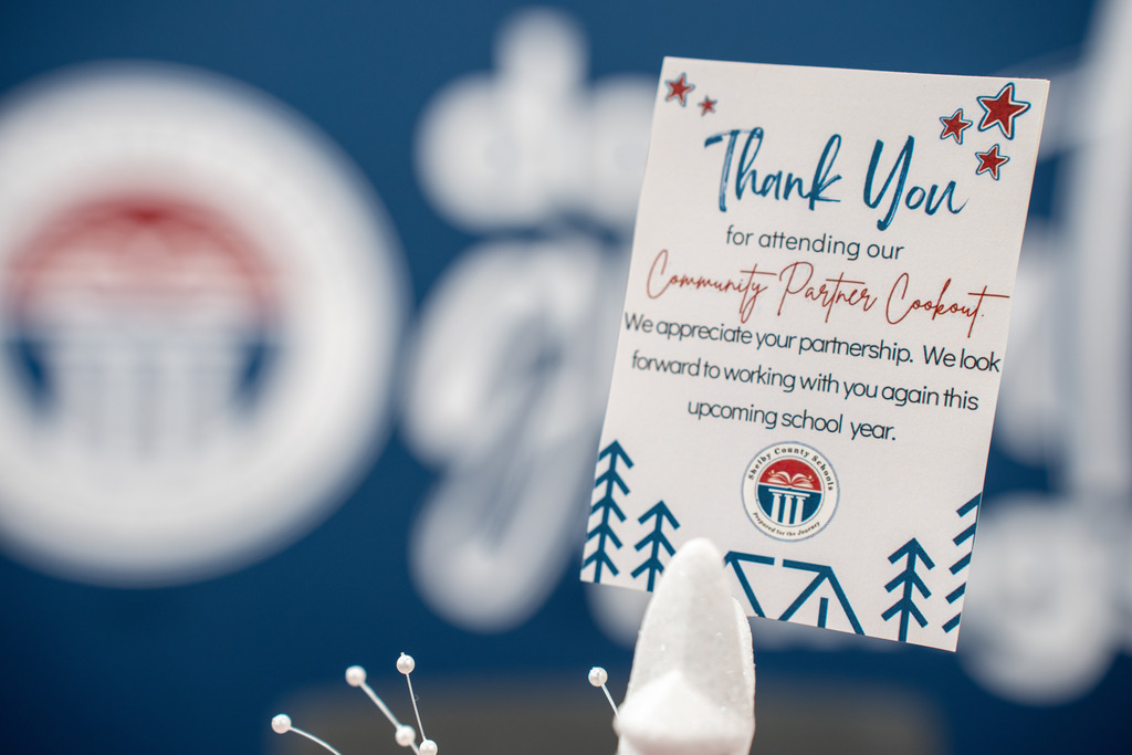 Sign of the thank you decorations. It reads We appreciate your partnership. We look forward to working with you again this upcoming school year. 