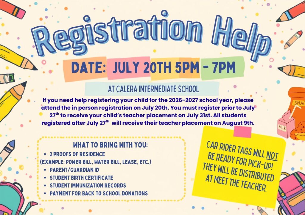 In person registration July 20 from 5 to 7
