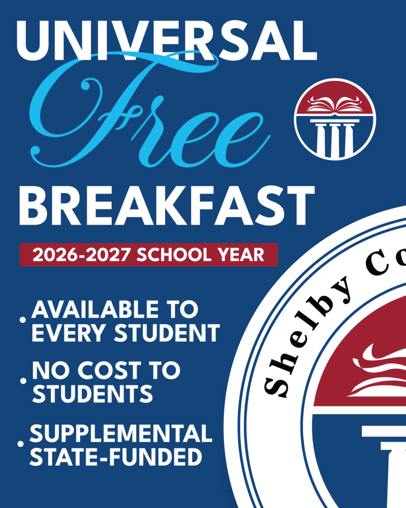 Information about Shelby County Schools offering universal free breakfast for the 2026-2027 school year.