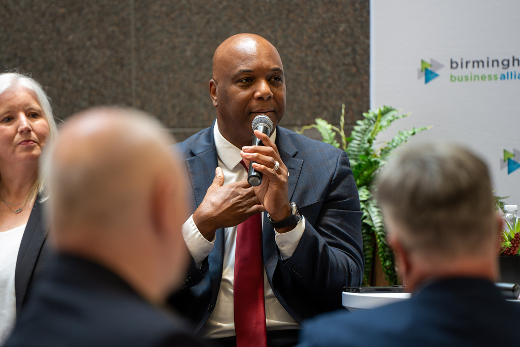 Dr. Lewis Brooks speaking at BBA lunch 