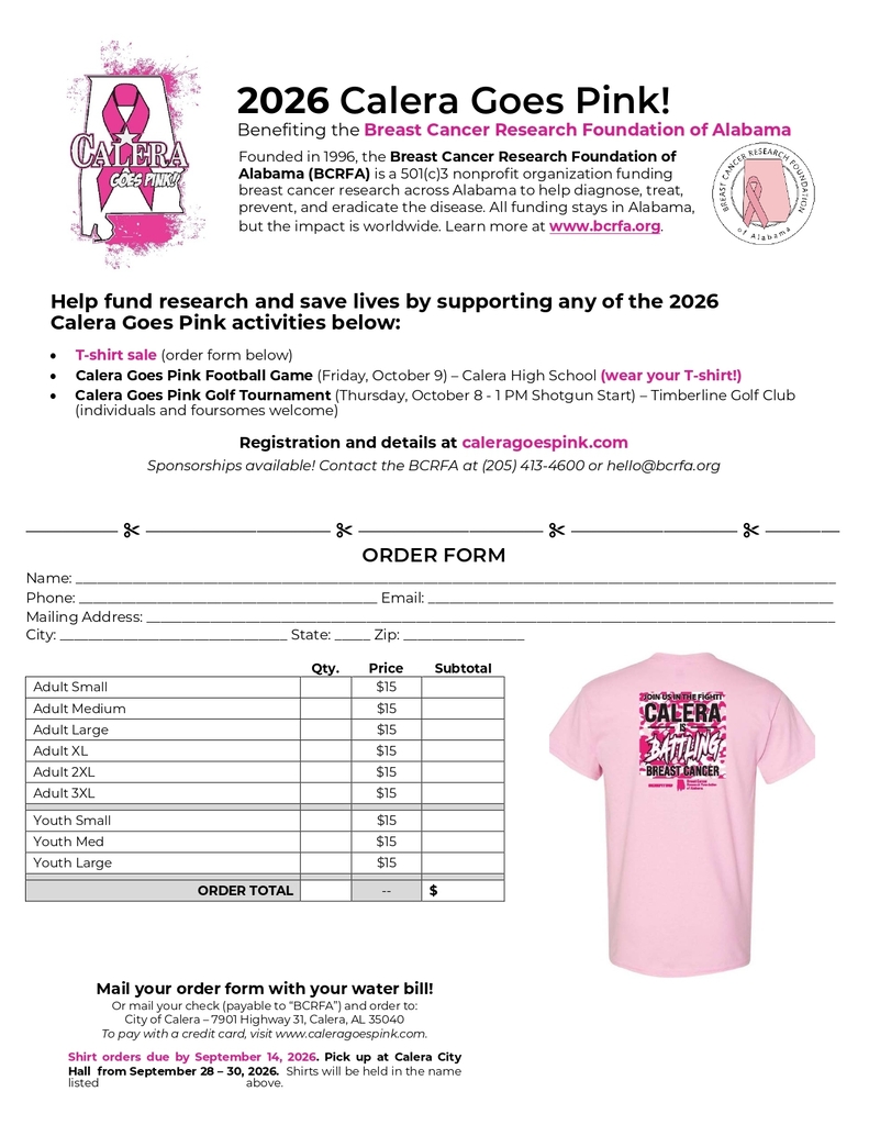 Calera Goes Pink Order Form