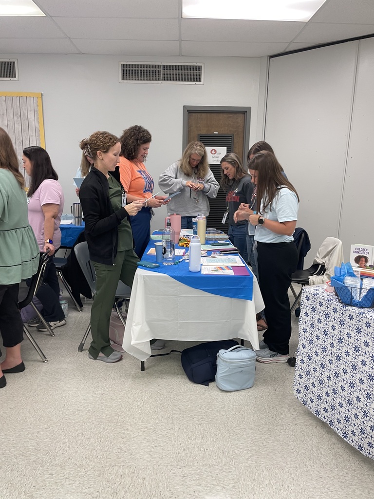 School nurses looking at new nursing pins.