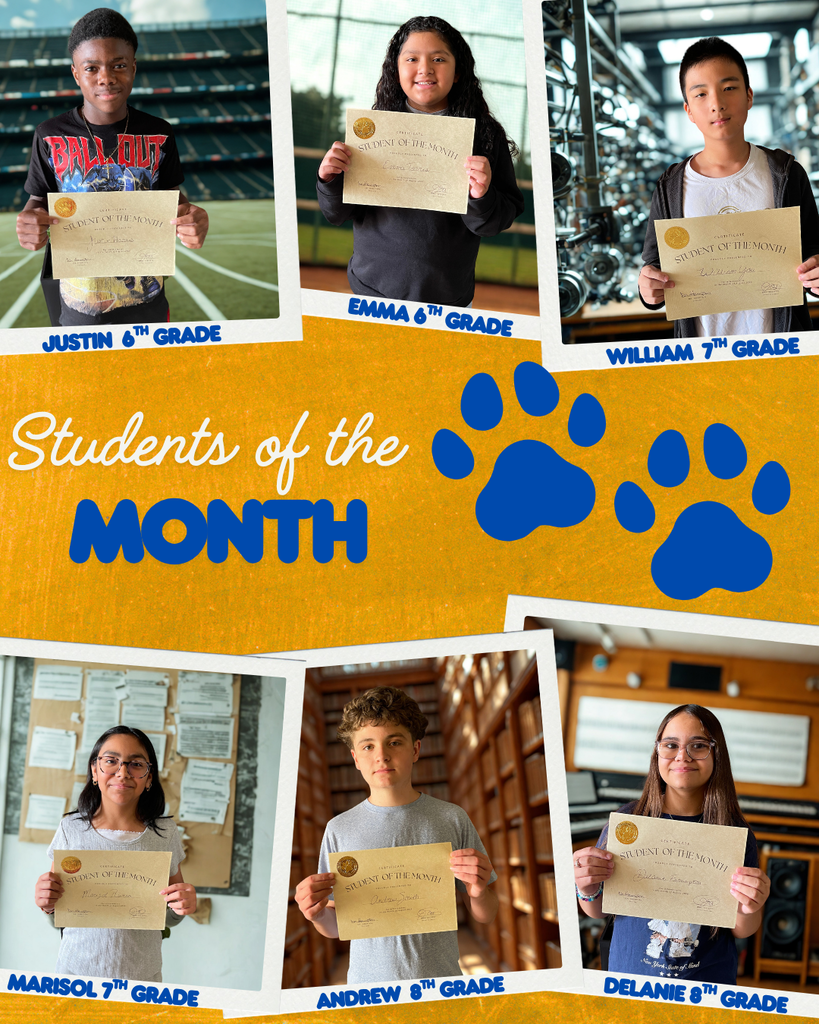 Students from each grade level who earned Student of the Month photo is displayed