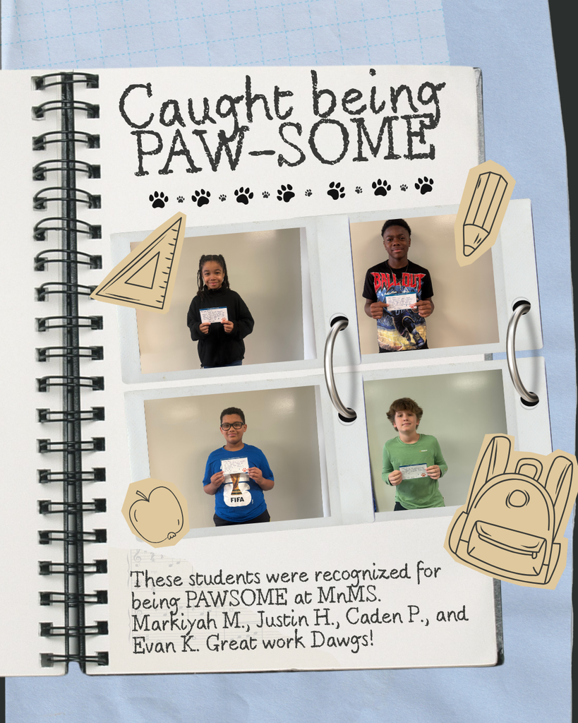 Graphic of Pawsome students for August including student names and pictures. 