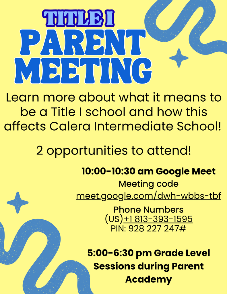 Title I Parent Meeting Flyer
