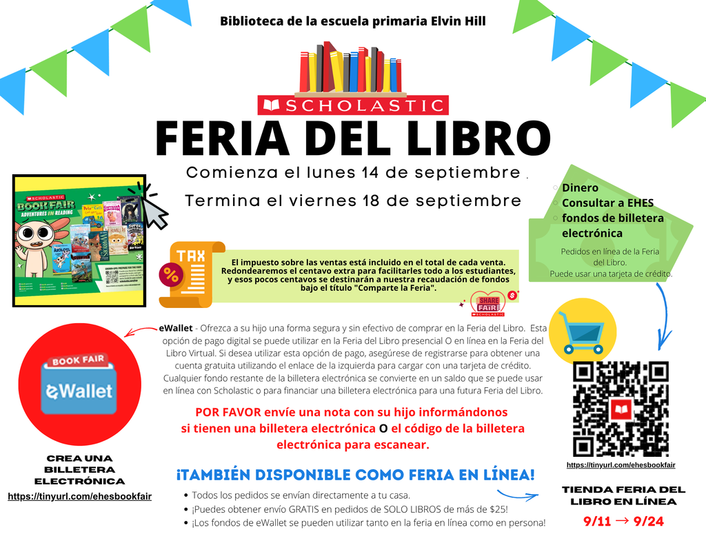 Spanish version, The book fair will be September 14-September 18