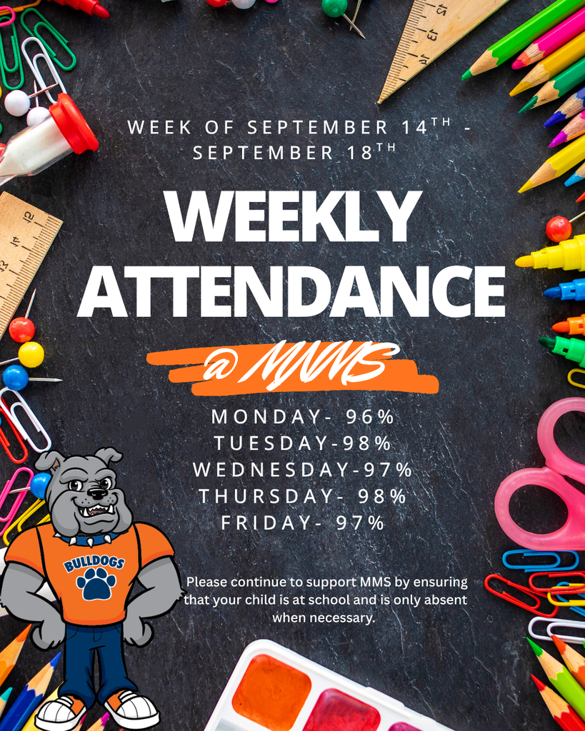 🐾 Bulldogs Showed Up! 🐾 We stayed at 95% attendance or higher all week! Way to go, Bulldogs! Now, let’s LEVEL UP and see if we can hit 100% next week! 🎮⬆️ Every day counts. Every Bulldog matters. Let’s show up and Level Up!