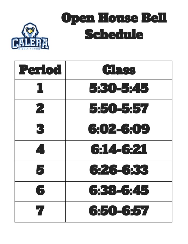 Open House Bell schedule