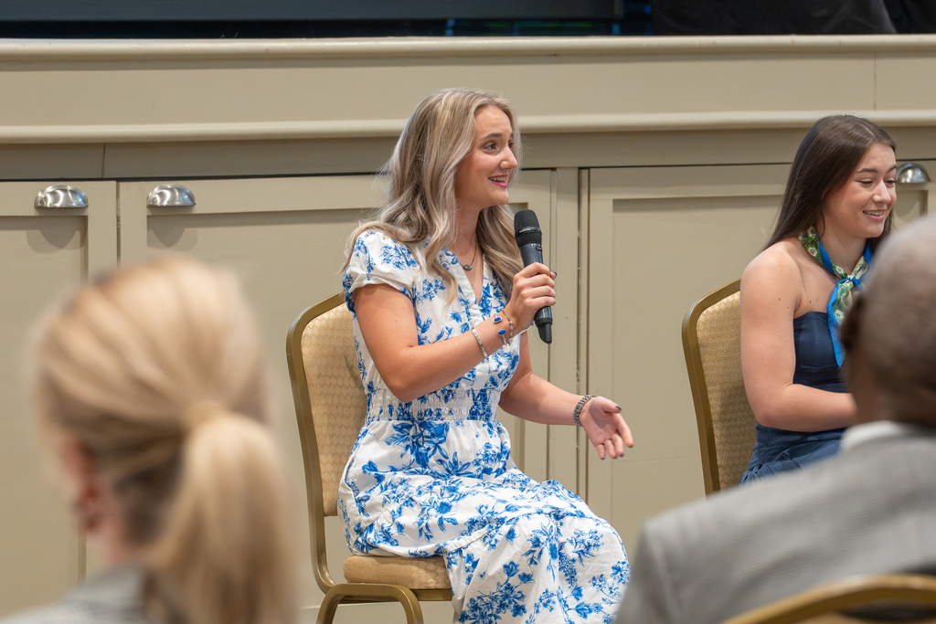 A high school student speaks during a panel discussion at State of Our Schools.