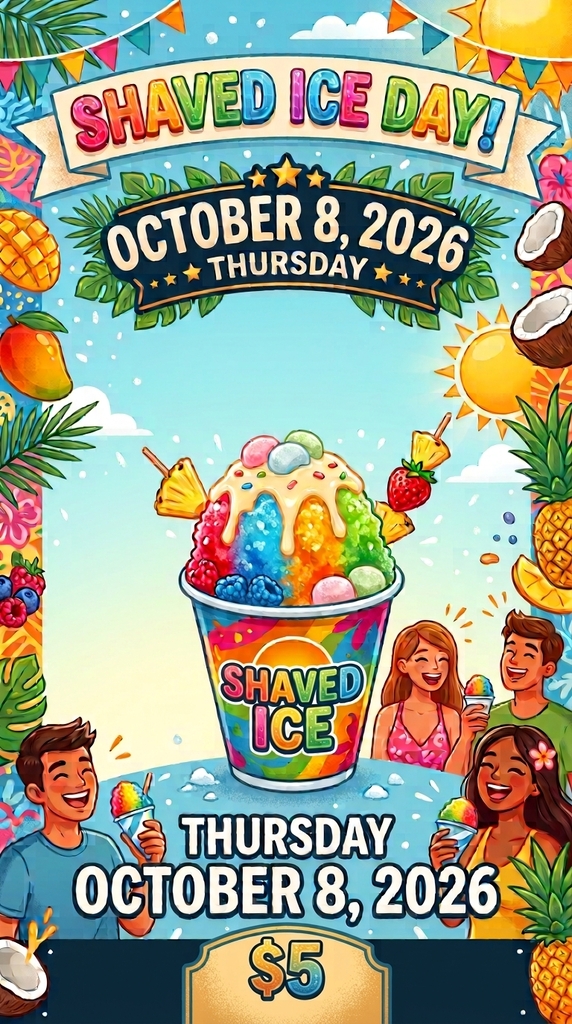 Shaved Ice October 8th for $5
