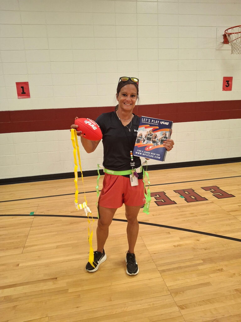 Coach Heller with her new equipment