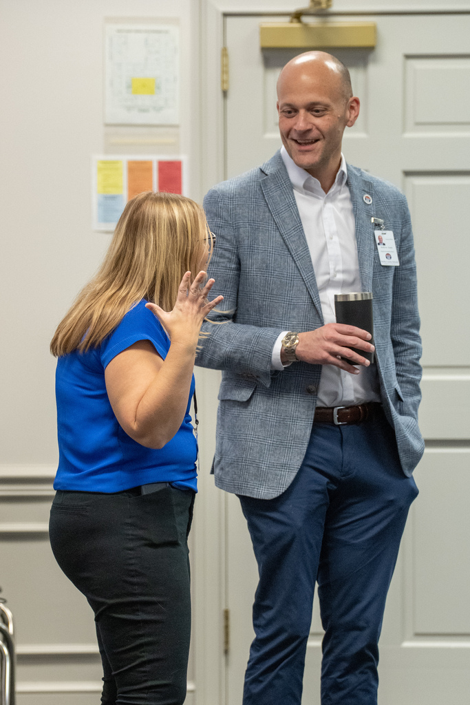 Mr. Gunn speaking with a Shelby 101 participant