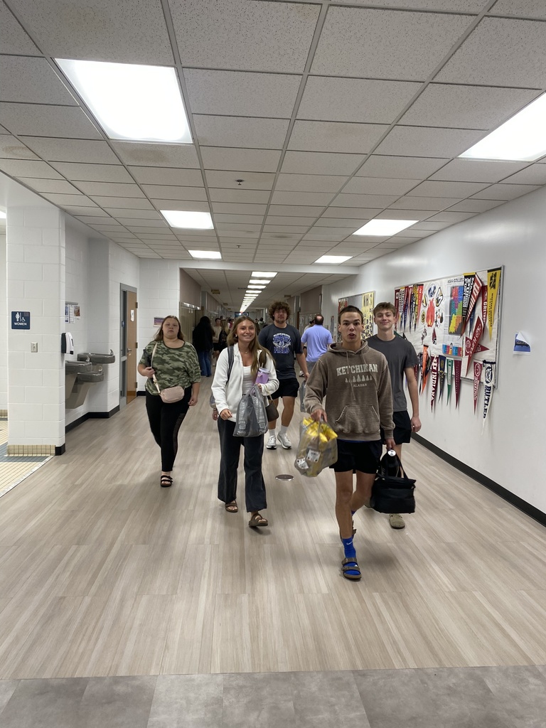 student in the hallway
