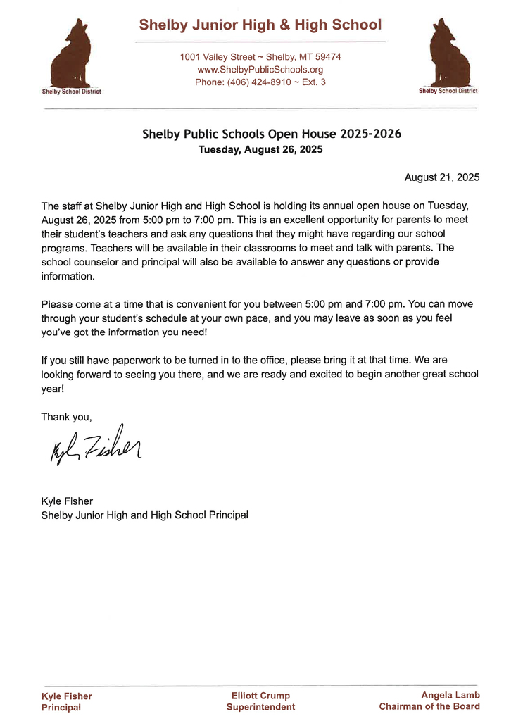 JH/HS Letter